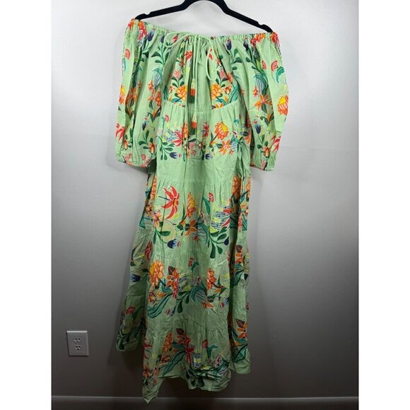 NWT Farm Rio x Anthropologie Tiered Floral Midi Dress Green Size XXS - Picture 4 of 7